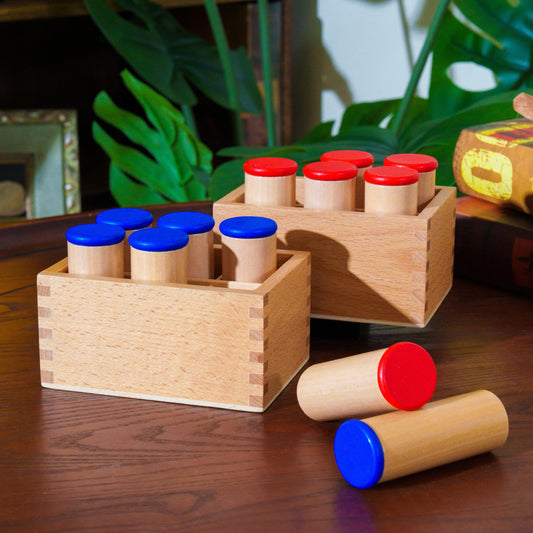Montessori Sound Cylinders Beechwood, Solid Wood Sound Boxes Montessori Toys for Toddlers & Kids, Sensory Materials for Auditory Development, Wooden Preschool Homeschool Learning Toys Ages 3 4 5 6