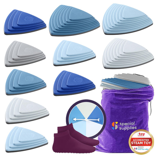 Special Supplies 10 Stepping Stones for Kids Indoor and Outdoor Balance Blocks Promote Coordination, Balance Strength Child Safe Rubber, Non-Slip Edging (Ocean)