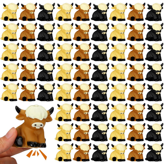 60 Pack Highland Cow Rubber Duck, Squeak and Floating Water Squirting Bath Toys Highland Cow Party Favors for Shower Birthday Gifts Party Gifts