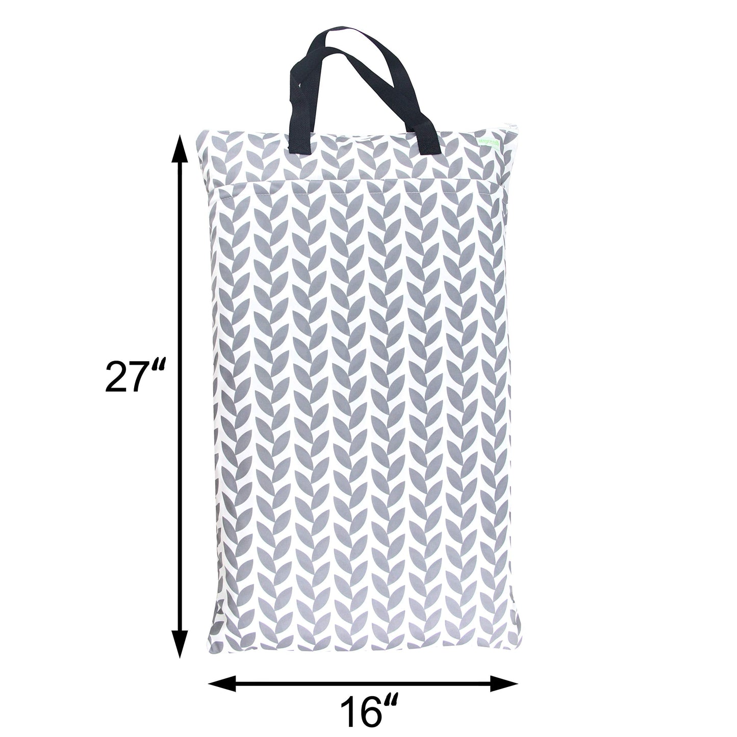 wegreeco Reusable Hanging Wet Dry Cloth Diaper Bag (Grey Leaf, Grey)