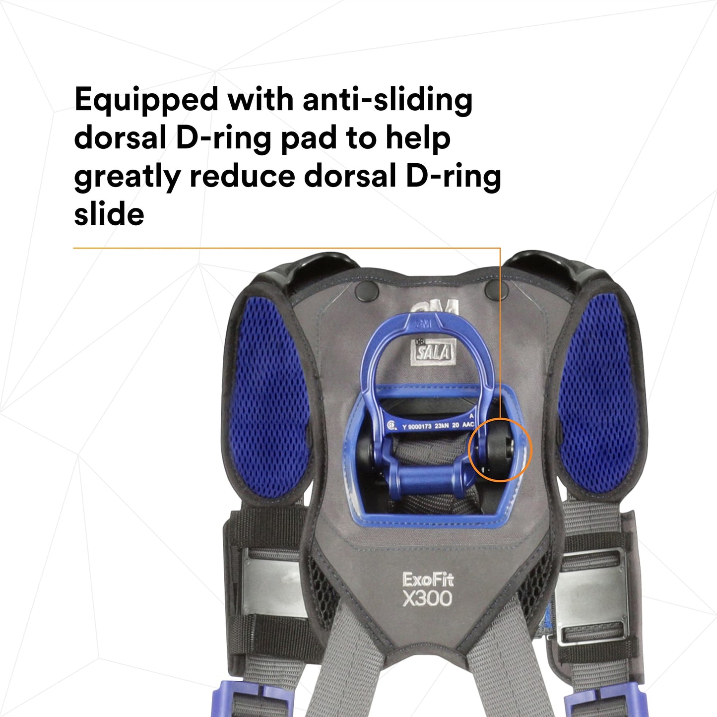 3M 1113130 DBI-SALA ExoFit X300 Comfort Construction Positioning Safety Harness, Construction Fall Protection, Aluminum Back and Hip D-Rings, Auto-Locking Quick Connect Leg and Chest Buckles, X-Large