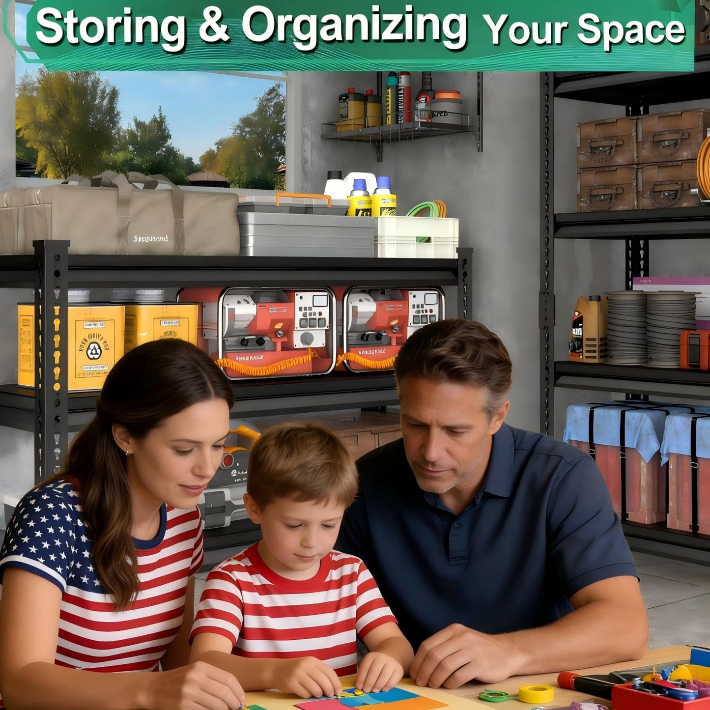 SUPPNEED Metal Storage Garage Shelving: 48'' Wide 2,000Lbs Freestanding Utility Shelves, Adjustable Heavy Duty Rack Units 4 Tier Black 48" W x 16" D x 66" H