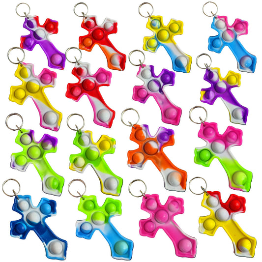 Pbolmpop 100 pcs Bulk Cross Fidget Mini Pop Keychain, Holiday Party Favors For Kids Boy and Girls Toys, Birthday Supplies Classroom Summer Student gifts