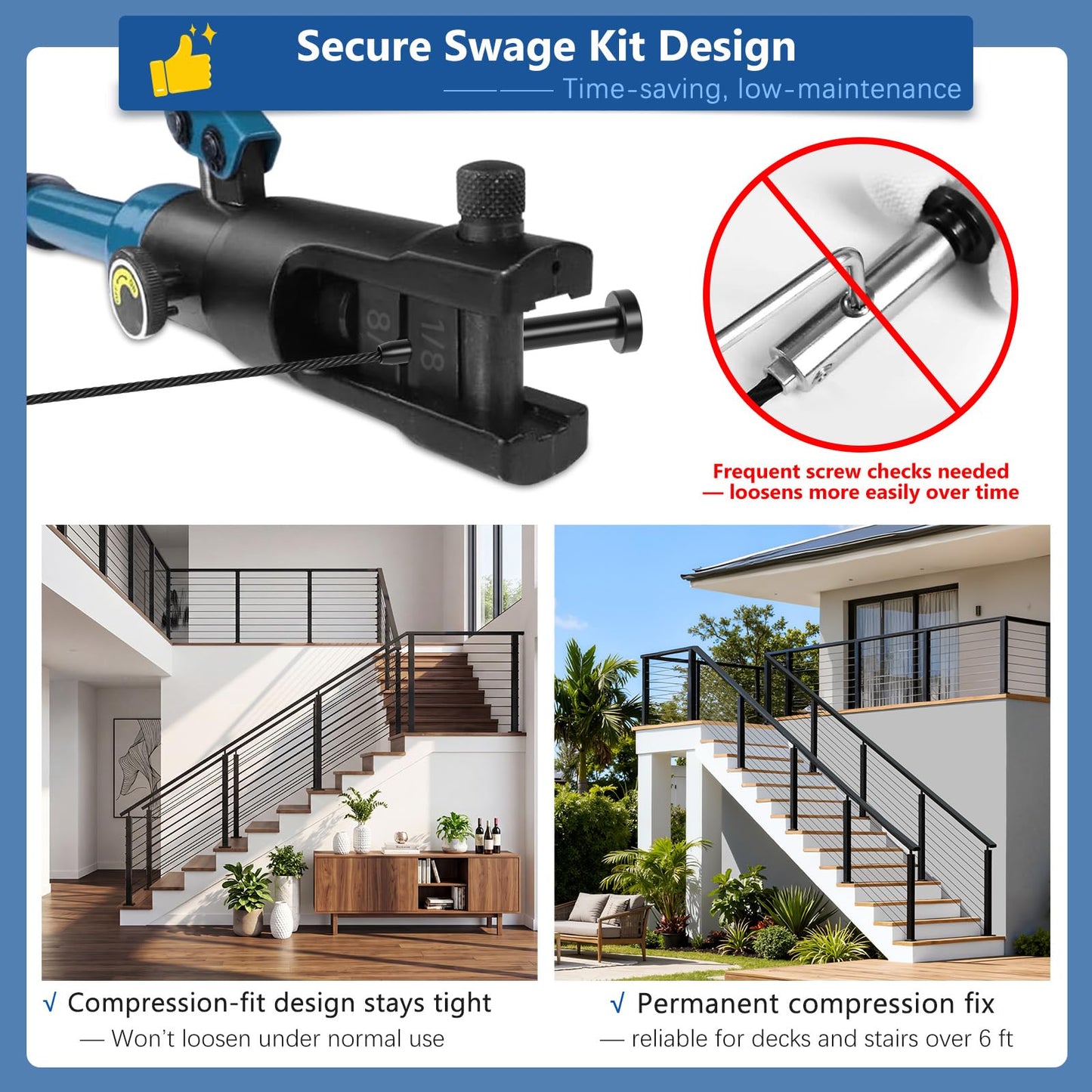 Zylorix 4ft-8ft Complete Set Cable Railing System 36" with Cuttable Handrail, Modular Black T304 Stainless Steel Level Cable Railing Posts Kit, One-Stop Easier for DIY Indoor Outdoor Horizontal Decks