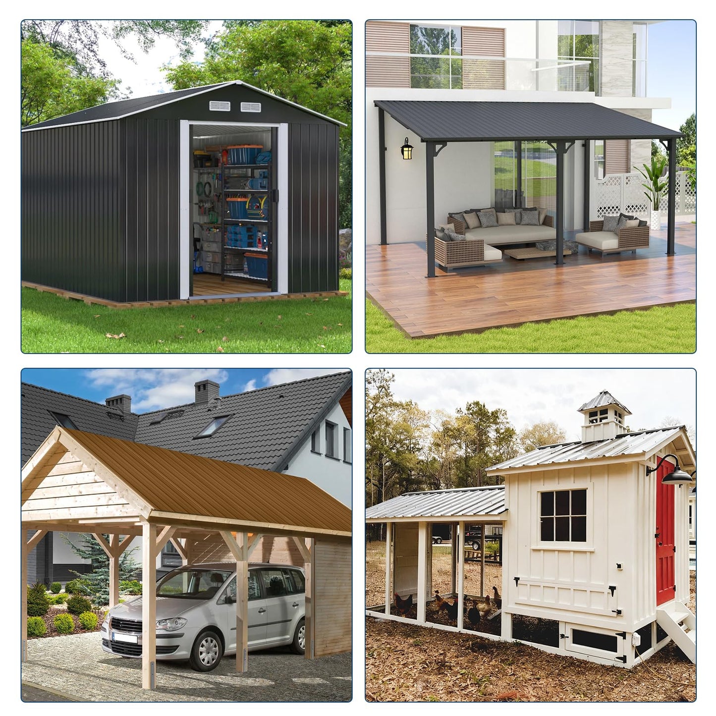 20 Pcs Metal Roofing Panels – Heavy Duty Galvanized Steel Corrugated Roof Panels, Waterproof & Rustproof for Carport, Tool Shed, Patio, Pergola, Easy DIY Installation, 42.52 in x 16.77 in