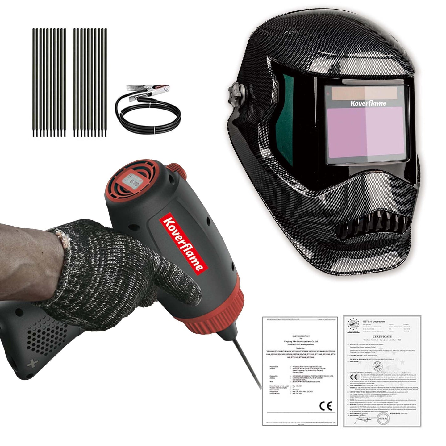 Koverflame Advanced Portable Welder, 220V Handheld Arc Machine, Electric Welding Kit with Efficient Cooling & LED Display