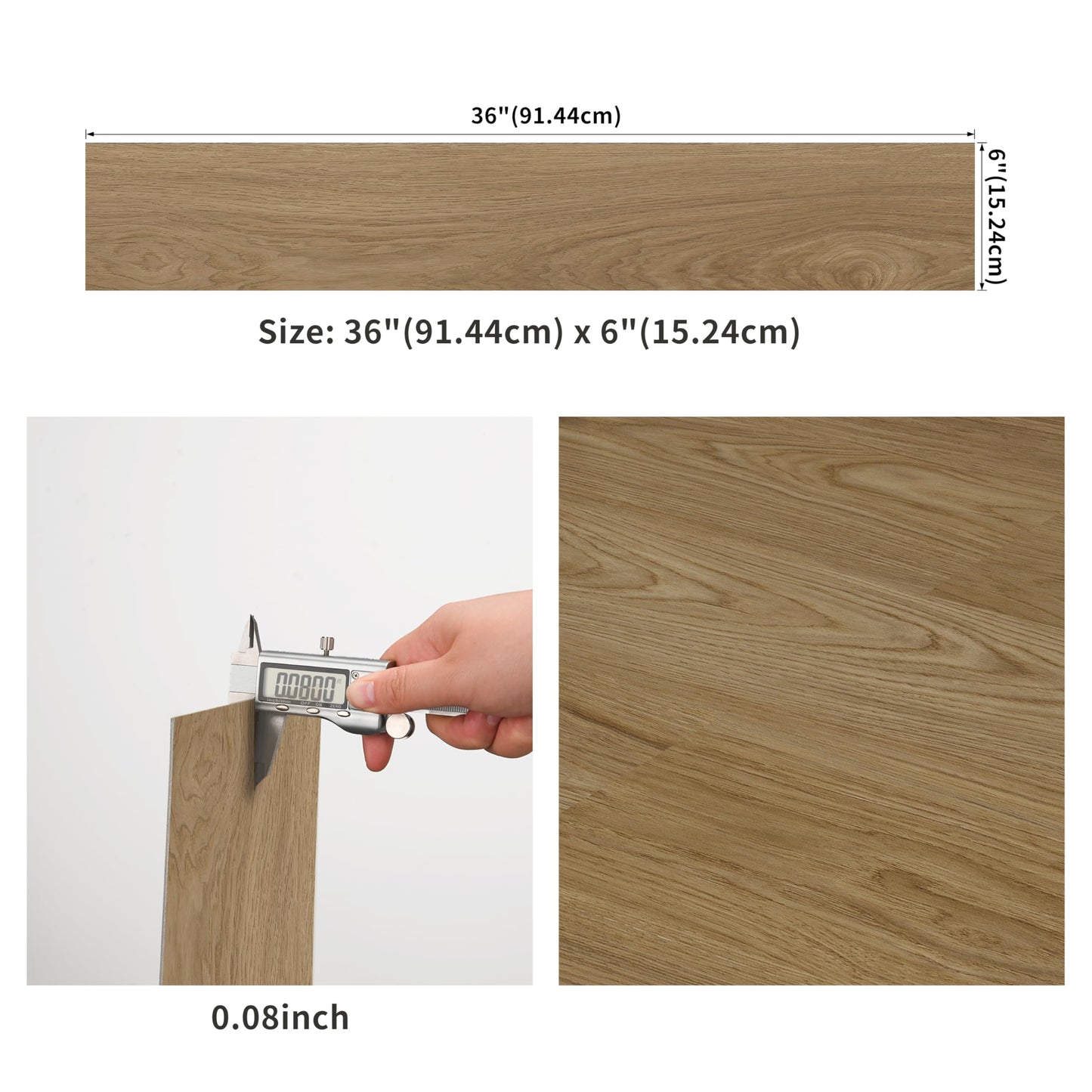 MULGREAT Peel and Stick Tile, 54 Sq.Ft 2mm Thicken Vinyl Plank Flooring, 36 Pieces 36"x6" DIY Self Adhesive Waterproof Wood Floor Tiles for Kitchen Bedroom (Llica Hickory)