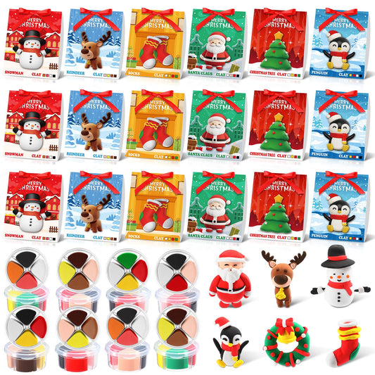 Capoda 18 Set Christmas DIY Craft Kit Christmas Air Dry Clay Kit Snowman Santa Claus Making Craft DIY Modeling Clay for Xmas Winter Holiday School Exchange Gifts Party Art Activities Supplies
