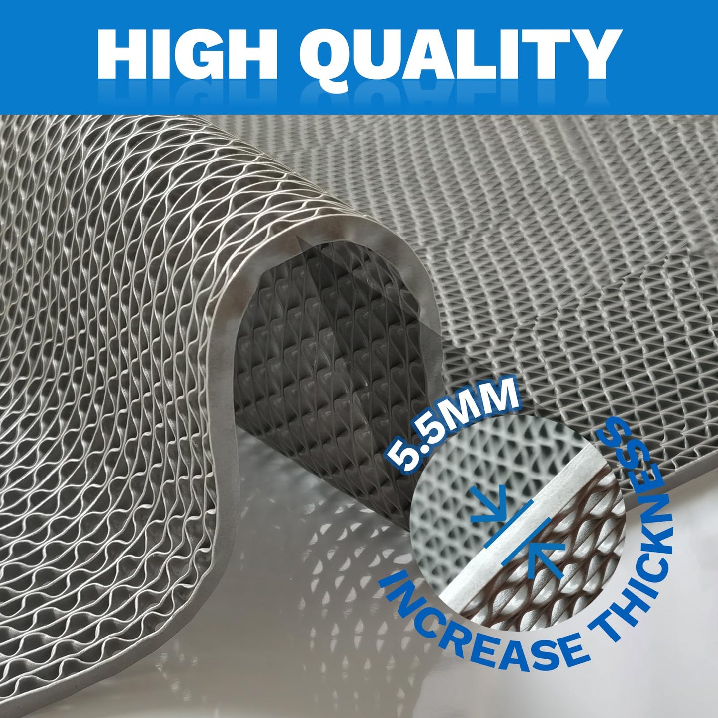 PVC Drainage Floor Mat 3x10Ft, Non-Slip 0.22'' Thick Heavy Duty Mesh Hole Pool Mat, Commercial PVC Mesh Hollow Mats, Outdoor Indoor Rug for Bathroom Patio Bath Shower Wet Area (Grey)