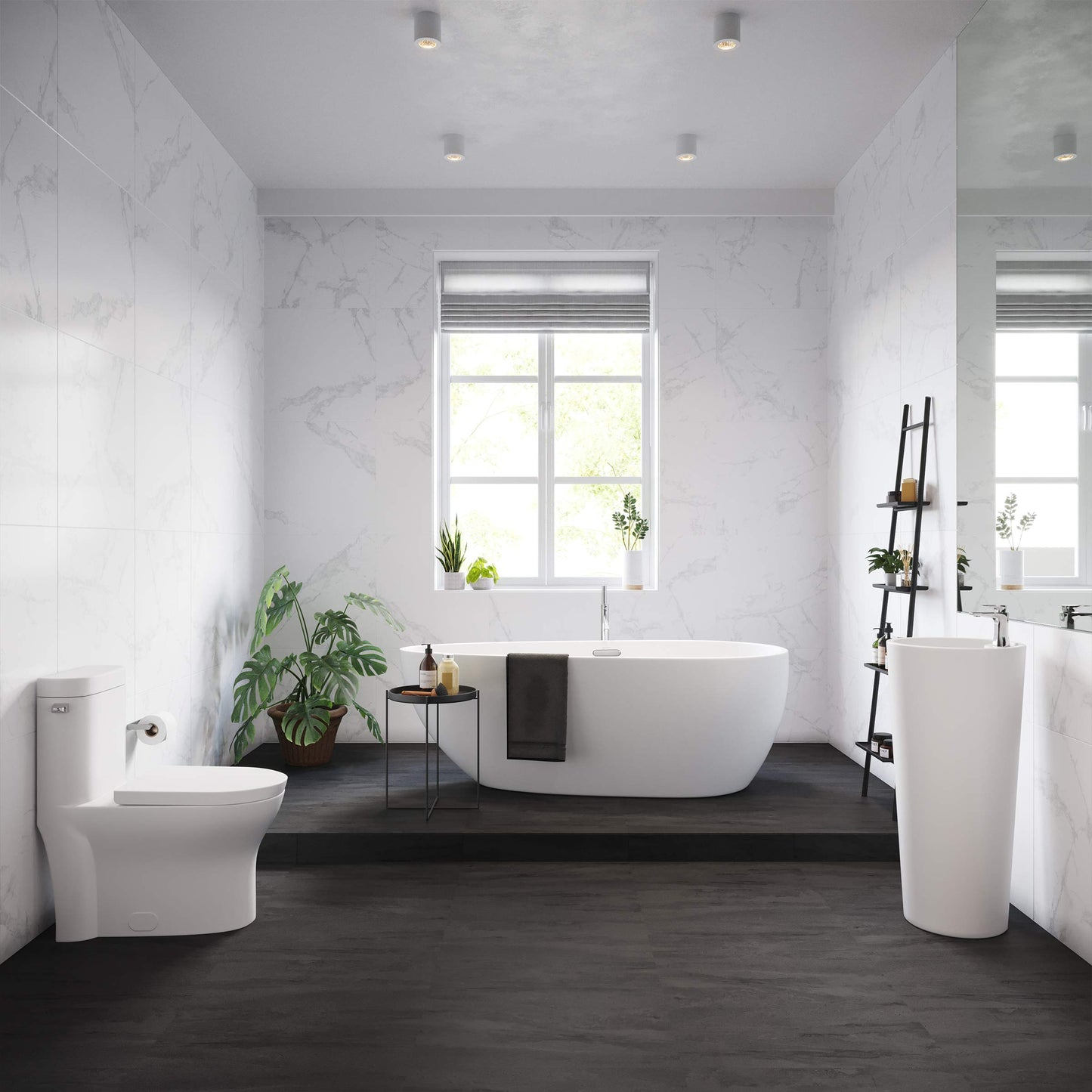 Swiss Madison Well Made Forever SM-PS307, Monaco Circular Pedestal Sink, Glossy White