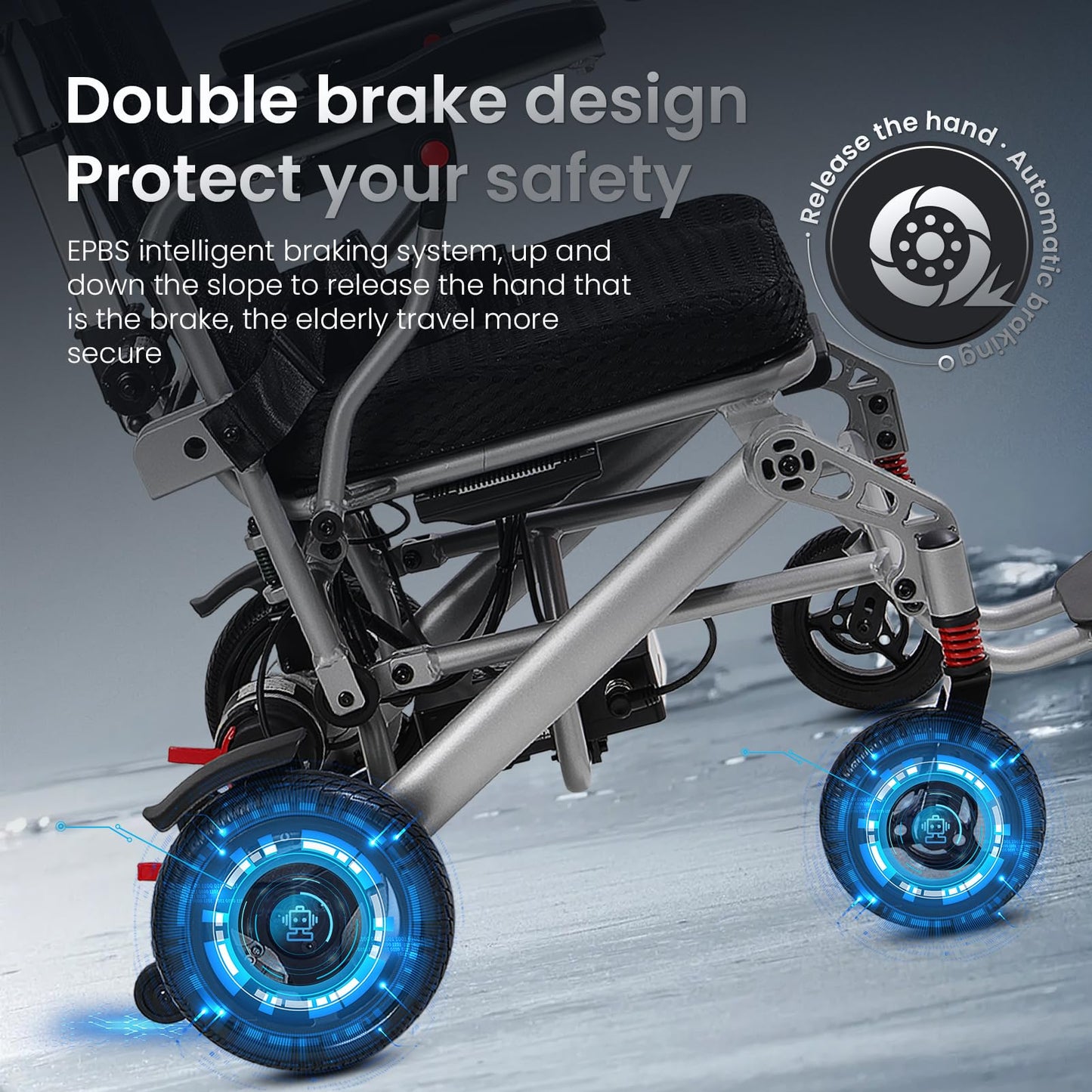 2026 New Reclining Electric Wheelchair for Adults, 30+ Miles Long Travel Range All Terrain Power Wheelchair with 2 Li-ion Battery, Lightweight Foldable Motorized Wheel Chair, with Headrest, Telescopic