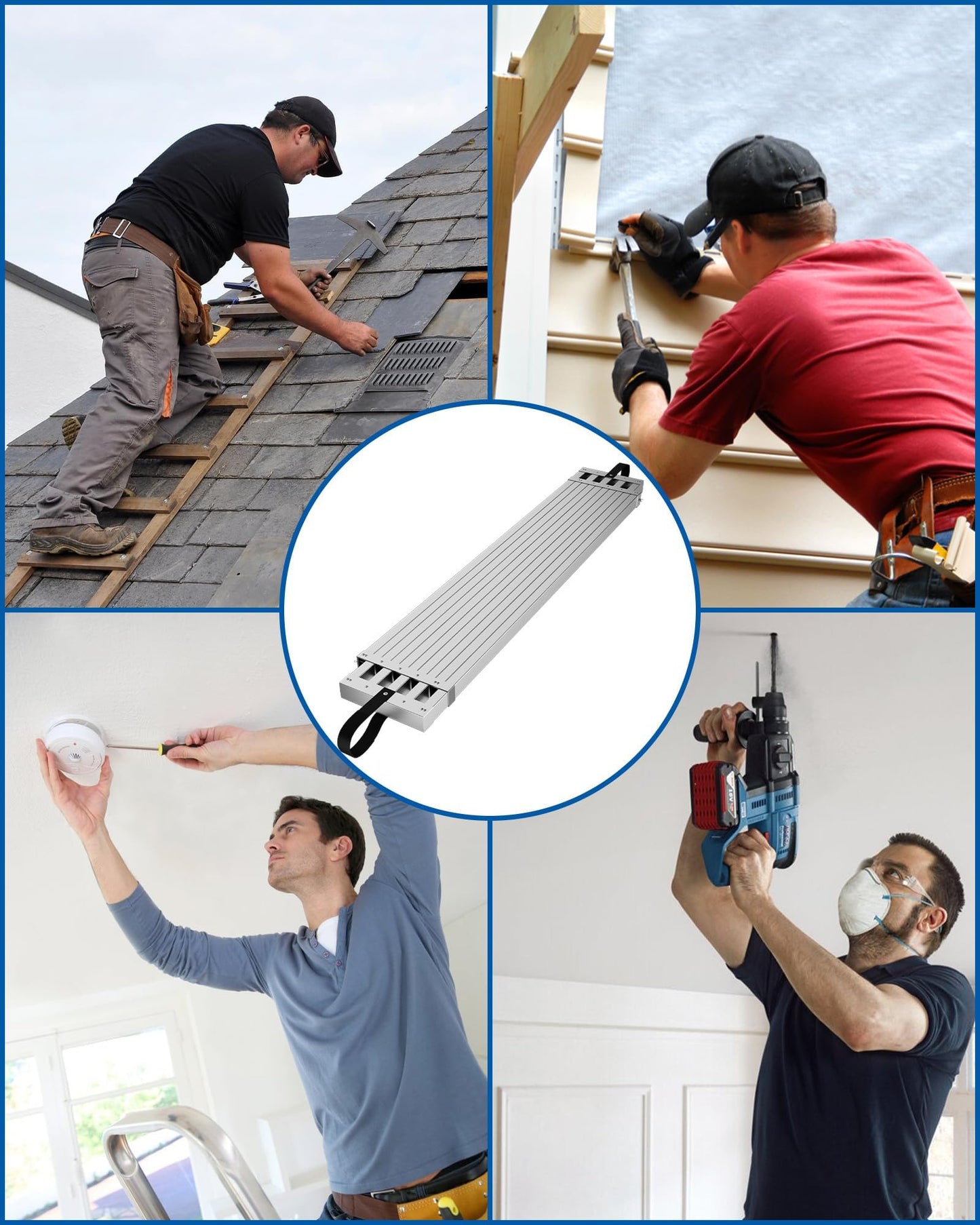 6-9 ft Telescoping Aluminum Work Plank, Adjustable Scaffold Platform with Skid-Proof Surface, 440 lbs Load Capacity, Ladder Accessory