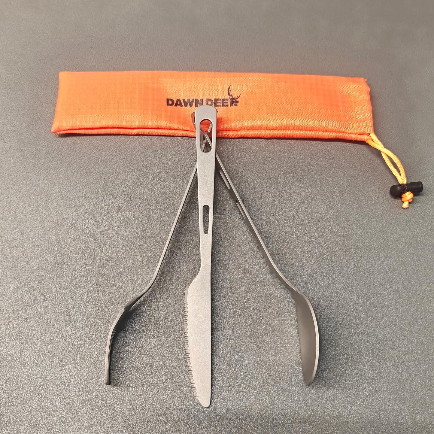 Titanium Fork Spoon Knife Set - Camping Tongs | Ultralight Backpacking Utensils, Travel Cutlery Set, Heat-Resistant & Rustproof, Hiking Survival Gear (Knife+ Fork+ Spoon)
