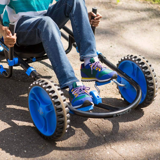 YBIKE Explorer Pedal Car - 3-Wheel Go Kart for Kids, Ride On Toys for Girls and Boys, Ages 4 & Up, Steer with Handles, Adjustable Frame & Seat, Up to 155 lbs, Blue & Black