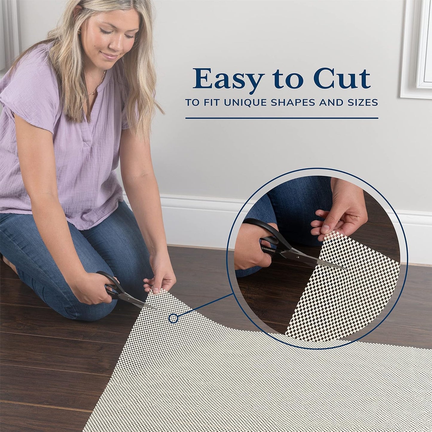Veken Rug Pad Gripper - Non-Slip Area Rug Pad for Hardwood & Tile Floors - 2.5x14 Ft Anti-Skid Mat