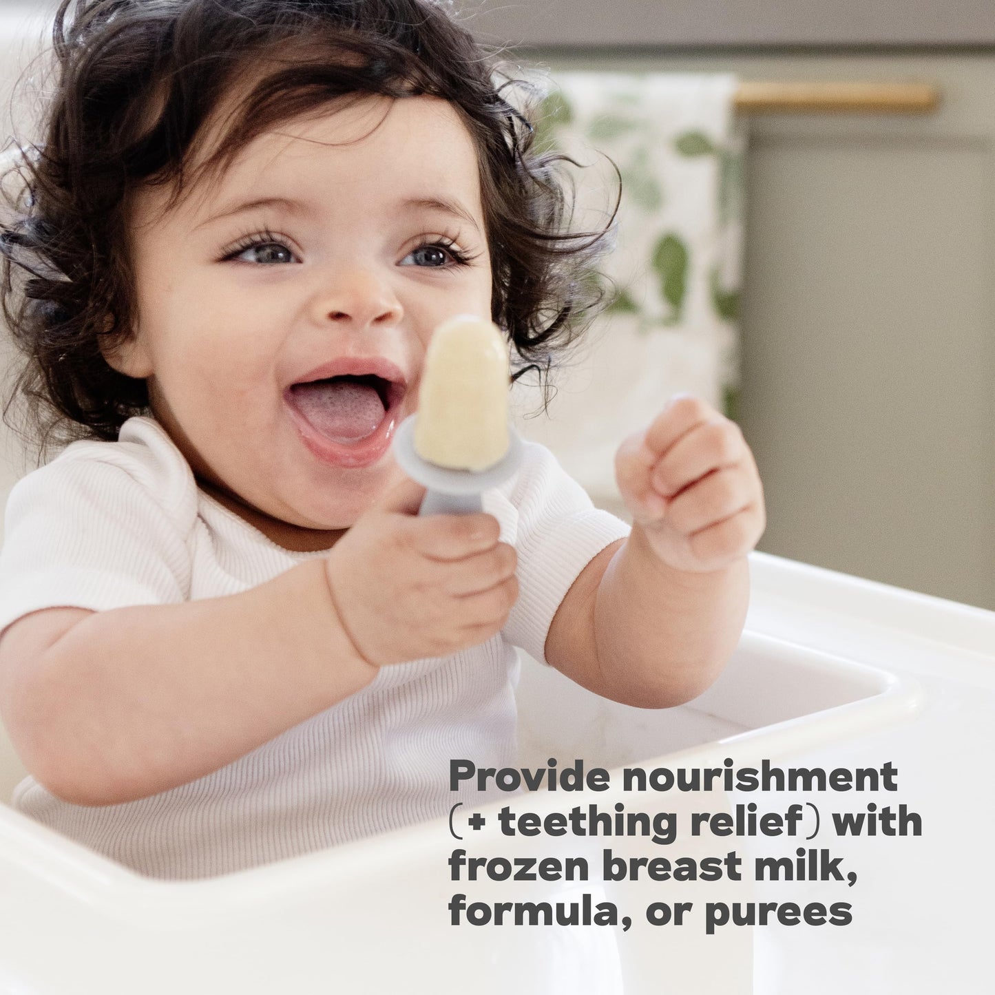 ezpz Tiny Pops (Blush) - 4 Months+ - Popsicle Mold Set with Two Wands for Infants - Baby-Led Weaning + Teething Essentials