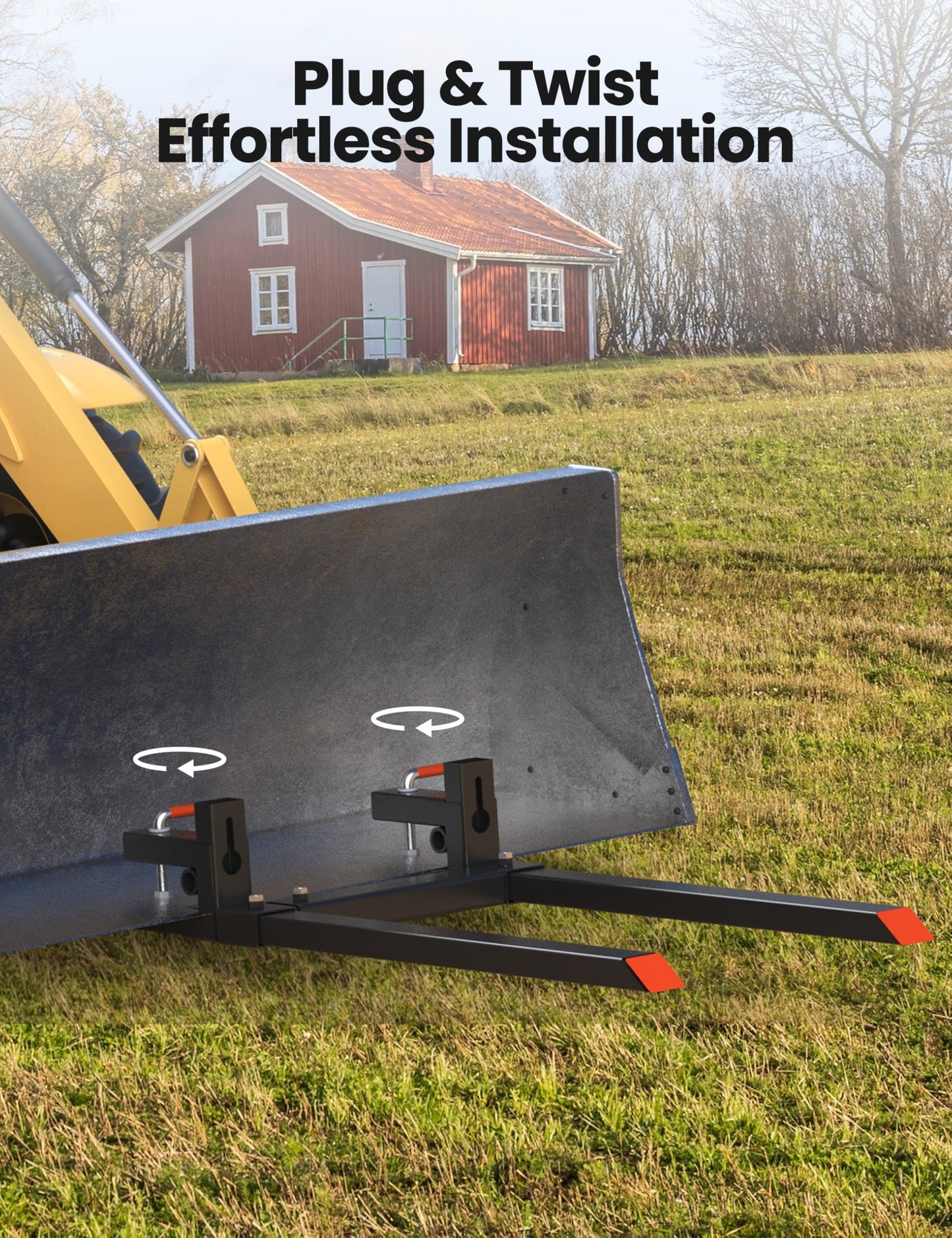 43" 2000LBS Heavy Duty Pallet Forks,Tractor Bucket Forks with Adjustable Stabilizer Bar for Loader Bucket Skid Steer Tractor, Black