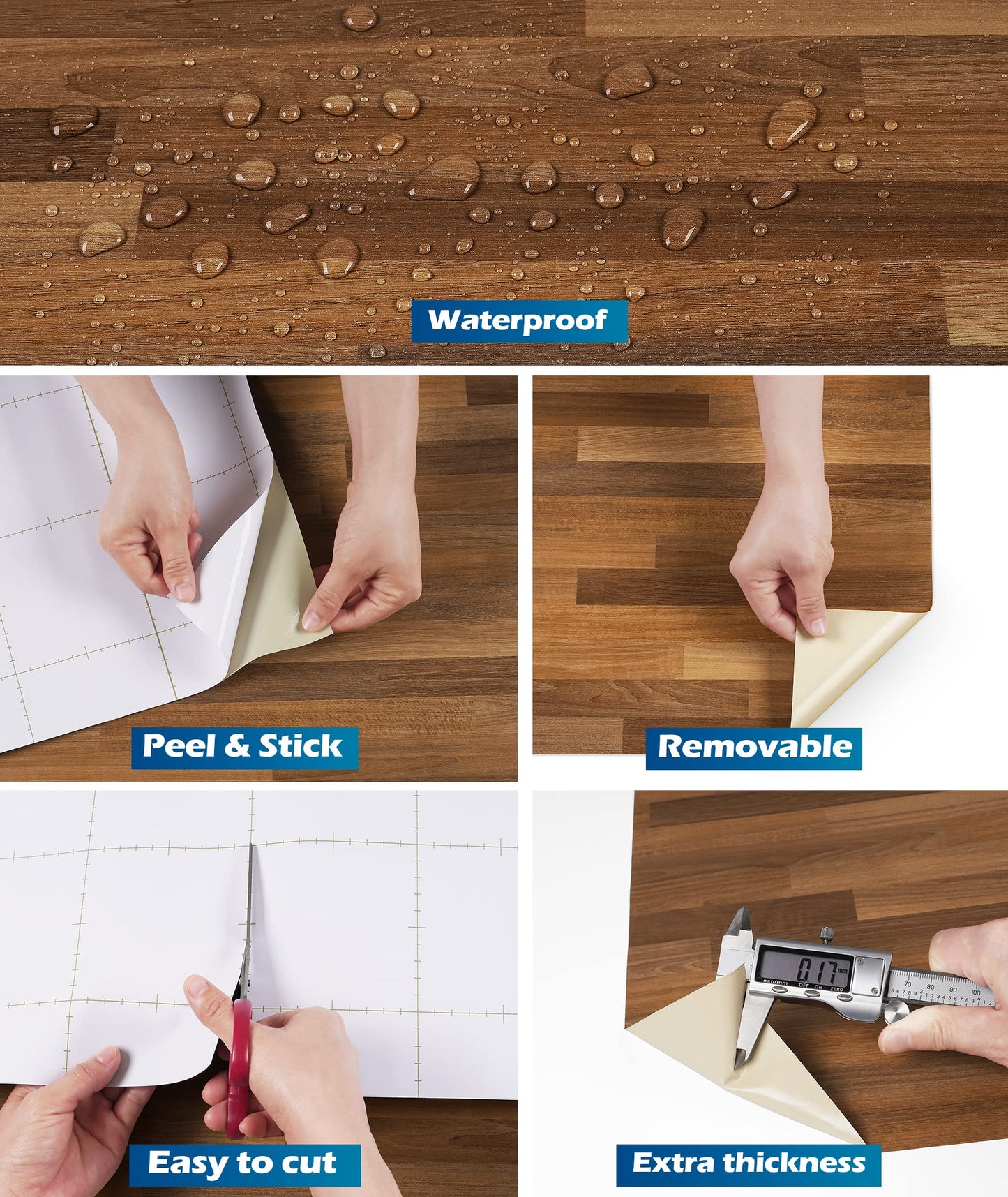 FunStick Thick Butcher Block Contact Paper for Countertops Waterproof Self Adhesive Brown Wood Wallpaper Peel and Stick Wood Grain Contact Paper Removable Wood Wallpaper for Table Cabinets 12"x200"