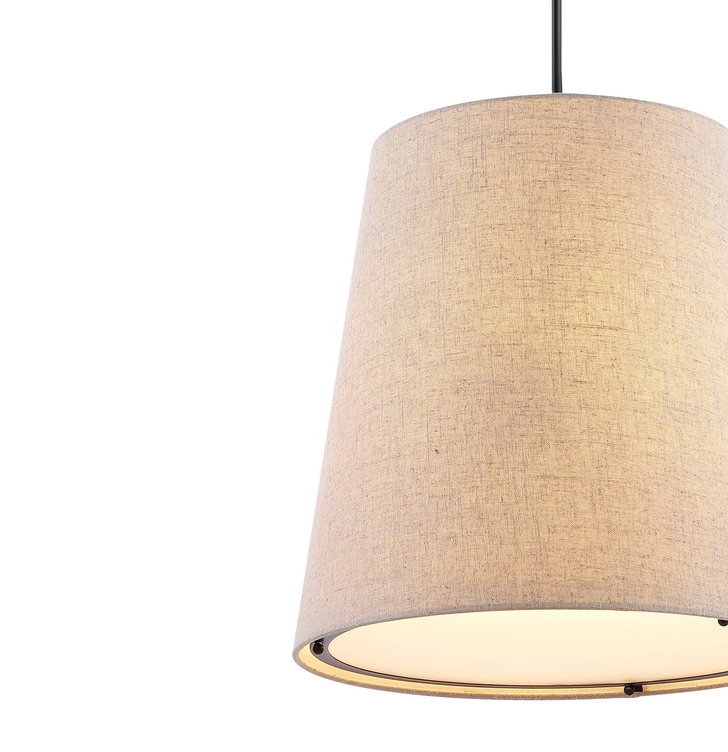 JONATHAN Y 18" Oil Rubbed Bronze 1-Light Iron and Linen Pendant Light, Modern Farmhouse Bohemian Empire Hanging Ceiling Fixture, Adjustable Height, LED Bulb Included JYL1314A