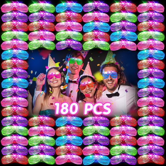 HONLYNE 180 PCS Light Up Glasses, Glow In The Dark Party Supplies, LED Glasses, Neon Flashing Glasses Bulk for Kids and Adults, Glow Glasses for Glow Party, Wedding, Birthday, Halloween, Rave Carnival