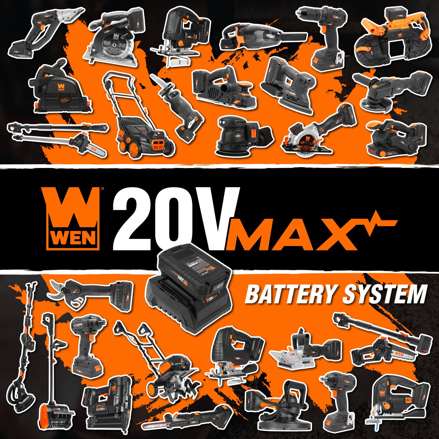 WEN Cordless Portable Bandsaw for Metal with Variable Speed, 20V Max 5.0 Ah Lithium-Ion Battery, and Charger (20496)