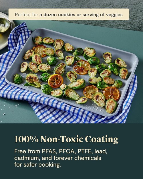 Caraway Non-Stick Ceramic Baking Sheet - Naturally Slick & Non-Toxic - Perfect for Baking & Roasting - Medium (15" x 10") - Navy