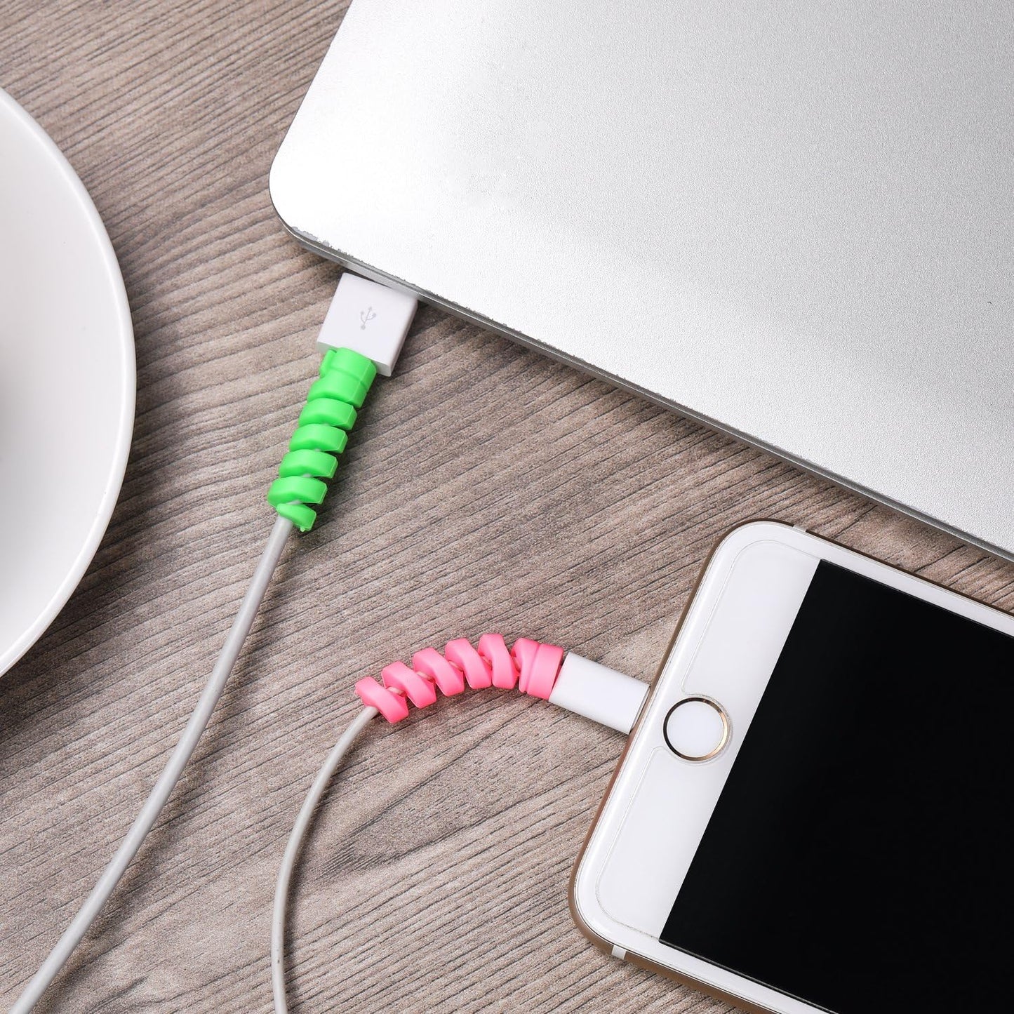 Jetec 12 Pieces Charging Cable Protector Silicone Spiral Charger Cable Savers for Cords Micro USB Protector, Mouse