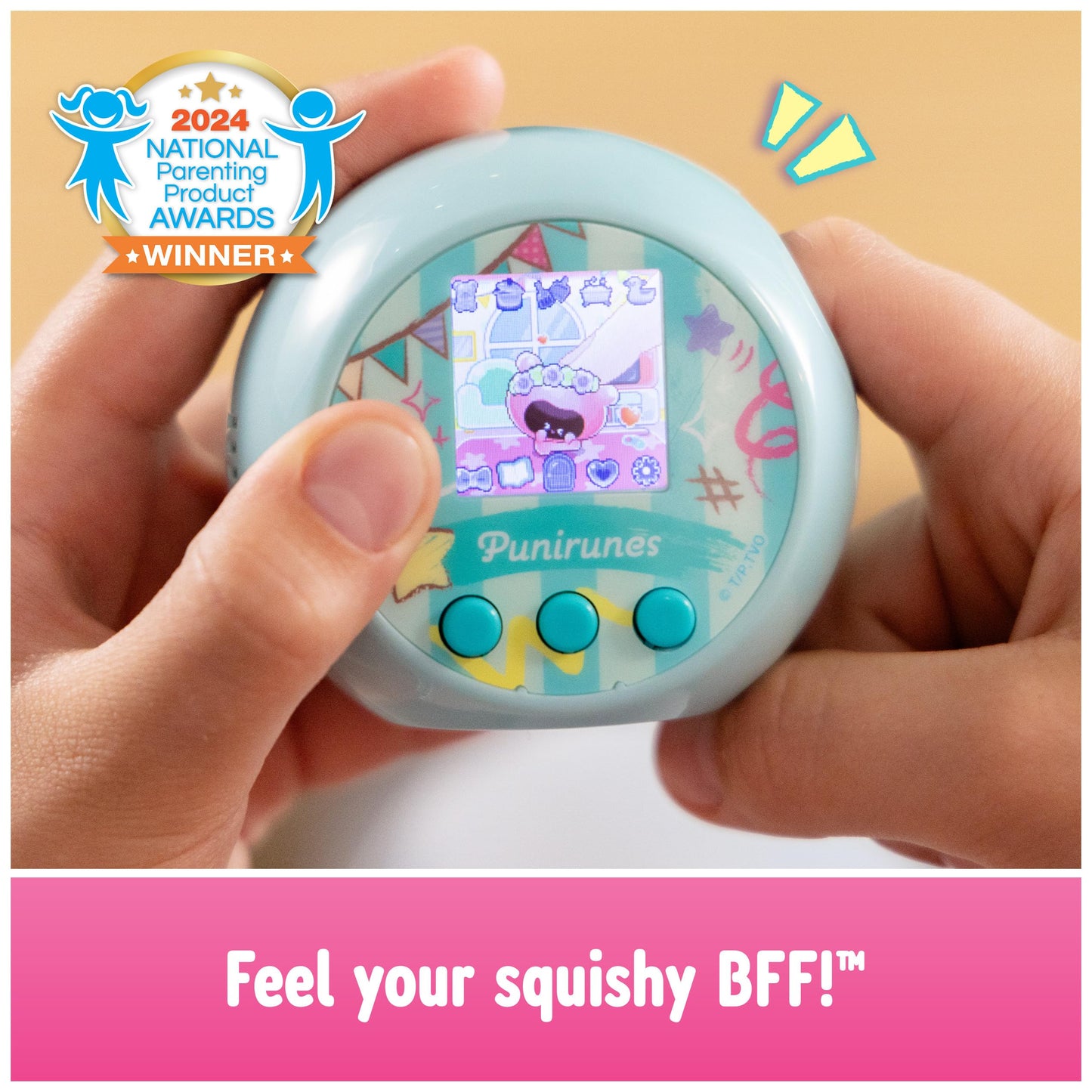 Punirunes, Interactive Digital Toy with 55 Squishy Characters Inside, Reacts to Touch, Color Display, Kids Toys for Ages 5 and up