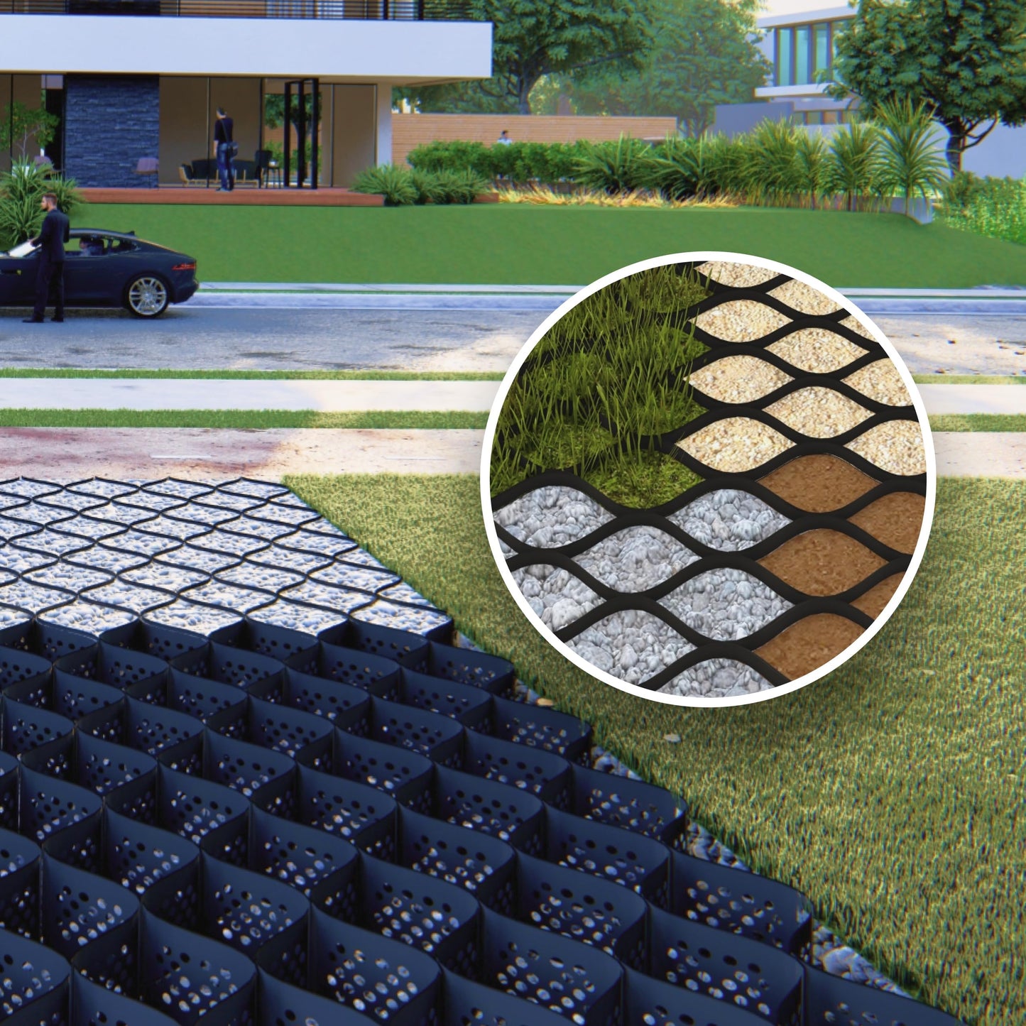 BaseCore HD™ 2" Geocell Ground Grid – 6x9 ft (54 sq ft), 1 Panel – Heavy-Duty Ground Stabilizer for Playgrounds, Stalls, Turf Bases, Sheds, Walkways, and Paver Base - Durable, Erosion-Resistant