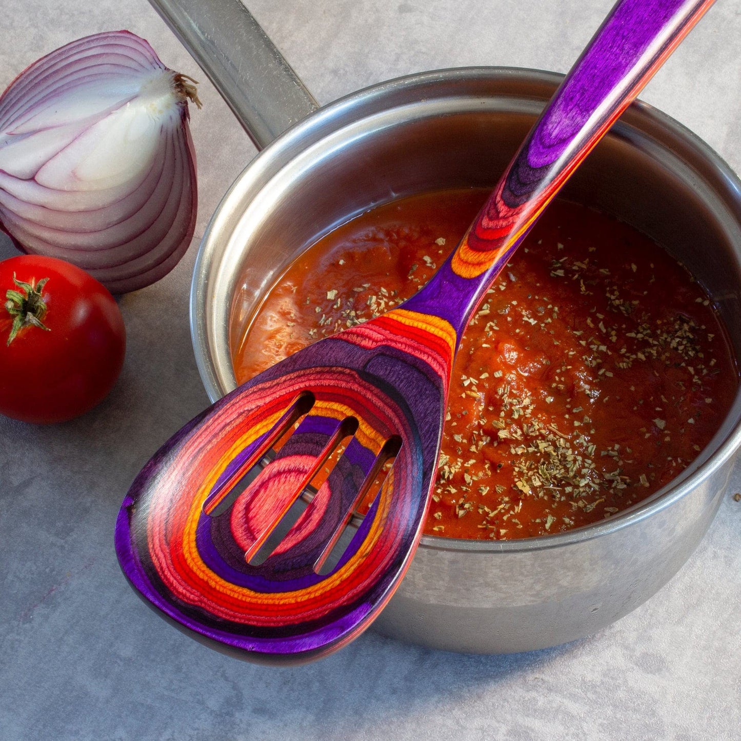 Totally Bamboo Baltique Waikiki Collection 12-1/2" Wooden Slotted Cooking Spoon, Safe for Nonstick
