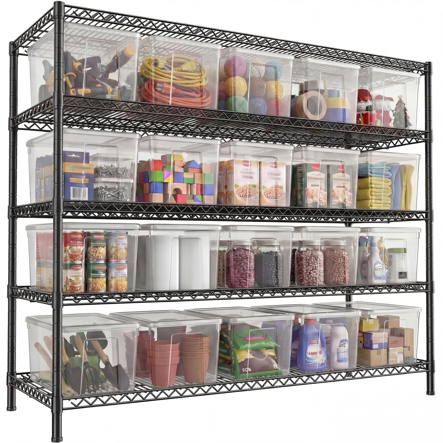REIBII 3200LBS Storage Shelves 55.5" W Garage Shelving Heavy Duty 5 Tier Adjustable Wire Shelving Unit Metal Shelving for Garage Pantry Commercial Basement,55.5" W X 18''D X 71" H