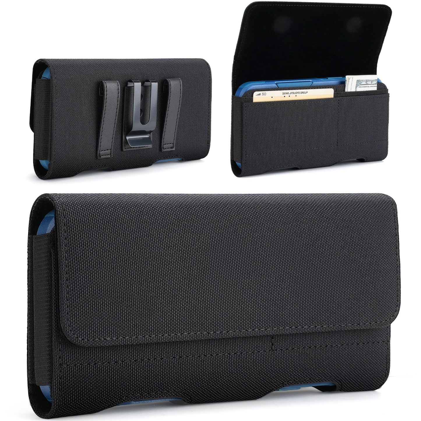 Mopaclle Nylon Phone Holster for iPhone 17 Pro Max, 17 Air, iPhone 16 Pro Max,iPhone 15 Pro Max 14 13 Pro Max & Plus, Premium Cell Phone Belt Holder with Belt Clip for Galaxy S25 Plus,S24 Plus