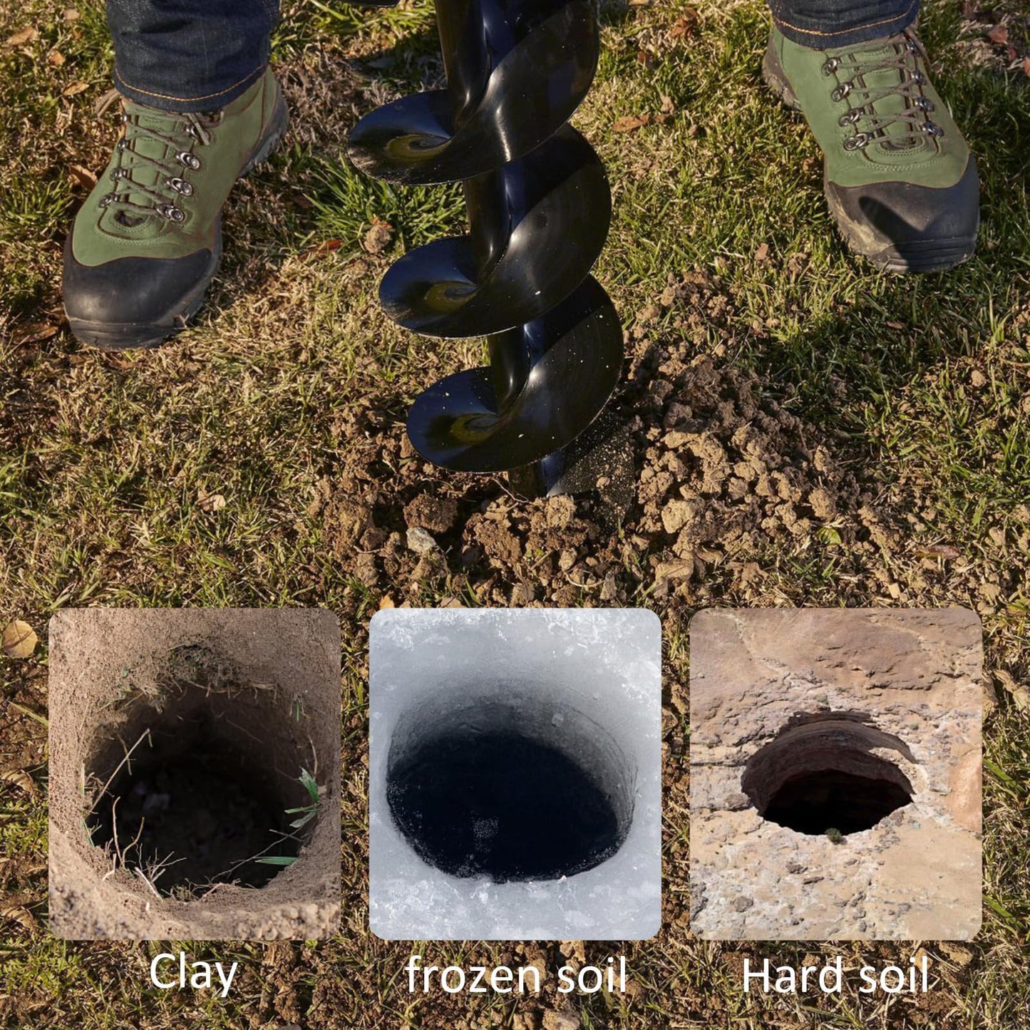 SICAN Post Hole Digger,72CC 2 Stroke Auger Post Hole Digger, Gas Powered Earth Digger 3 Auger Drill Bits(4"&8"&12'') and 2 Extension Rods for Farm Garden Plant (72cc Morden Digger)