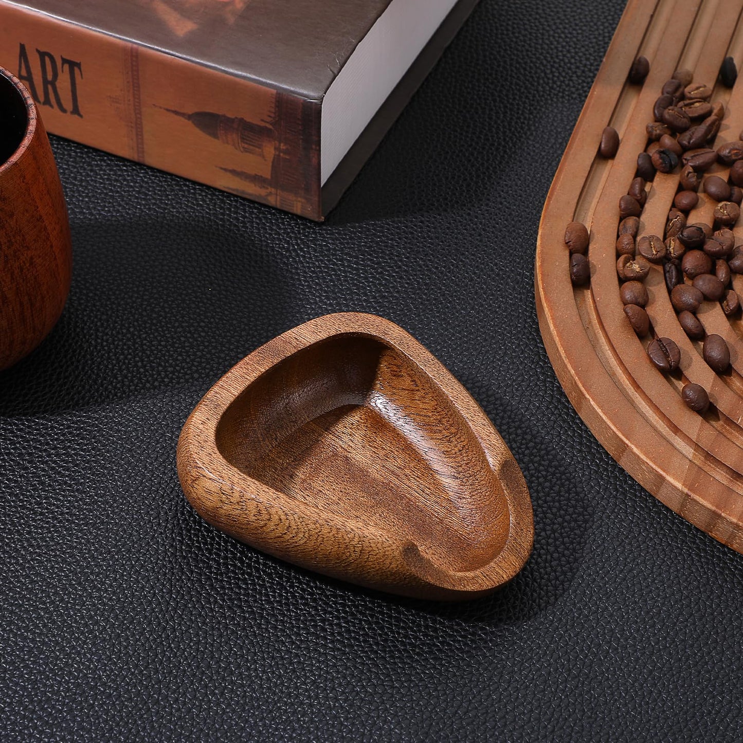 Coffee Bean Dosing Cup, Walnut Wood Espresso Accessories, Single Tray, Wood Measuring Cups, Measuring Tool for Tea Enthusiasts, Bar Use, Camping Gym & Home Use, Static Reduction Precise Measuring