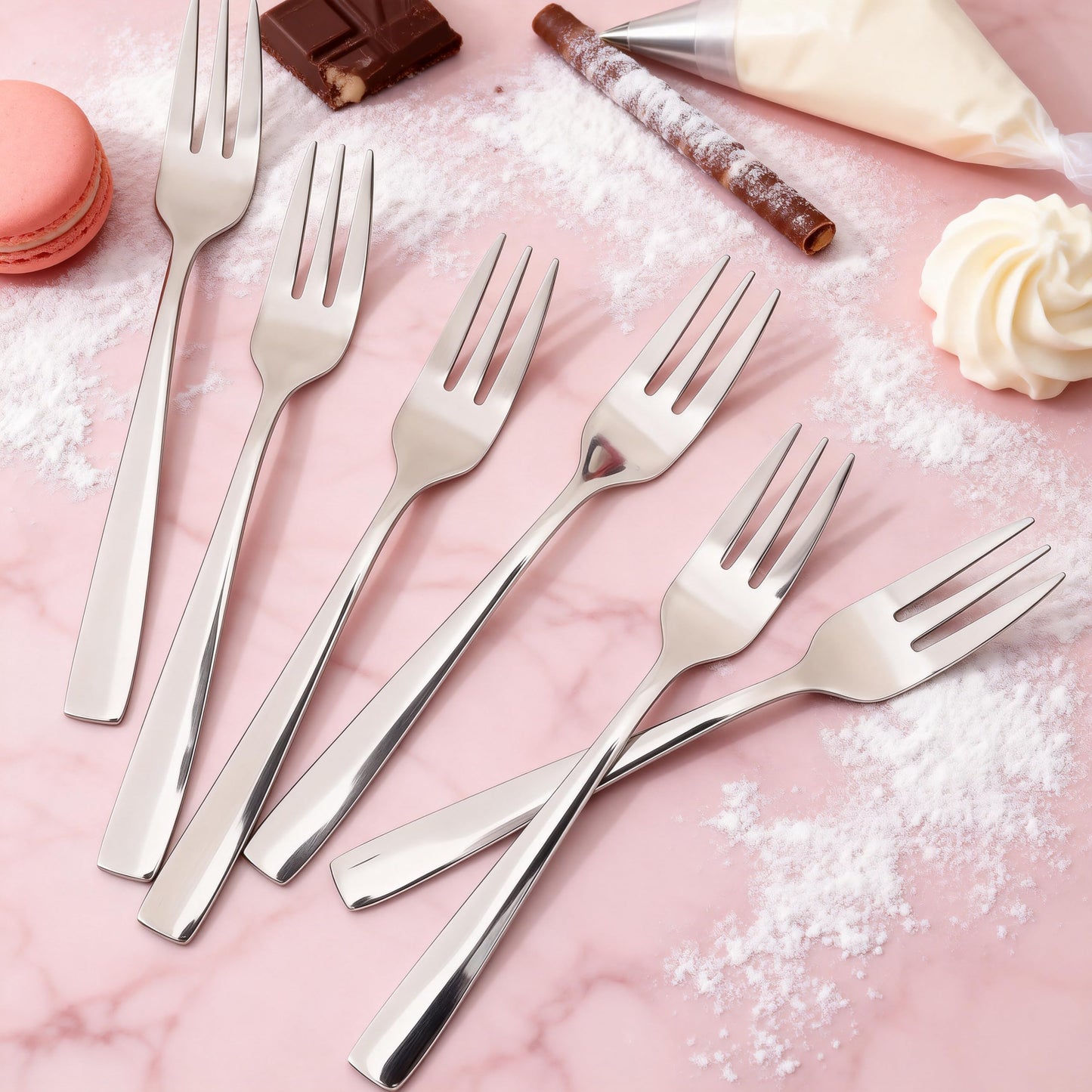 Enjamyo 24 Piece Dessert Forks, 5.4 Inch Stainless Steel Salad Forks, Mirror Polish Small Utensils, Dishwasher Safe, Used For Fruits Kitchen Home Party