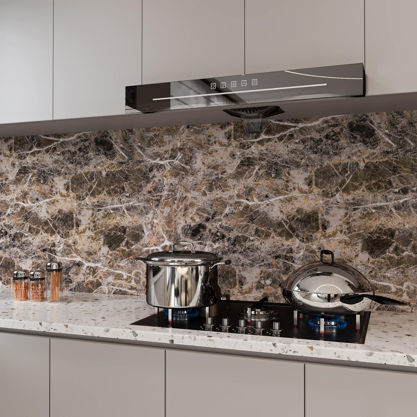 BAYYA Brown Marble Paper Granite Peel and Stick Kitchen Backsplash Wallpaper Matte Marble Vinyl Wrap Waterproof Table Sticker Cover Self Adhesive Contact Paper for Countertops Counter Vinyl Film