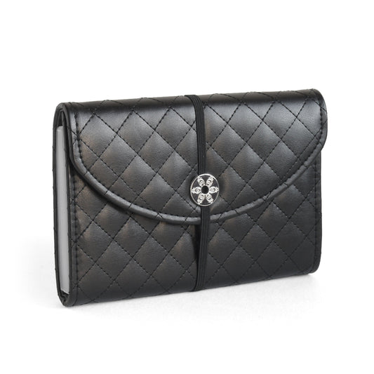 Black Faux Leather 13-Pocket Coupon, Photo, Recipe & Receipt Organizer (Quilted)