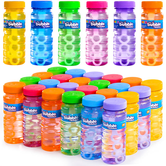 JOYIN 36 Pcs Bubble Bottles with Wand Assortment for Kids, 4oz Blow Bubbles Solution Novelty Summer Toy - Activity Party Favor Assorted Colors Set, Party Favors, Birthday