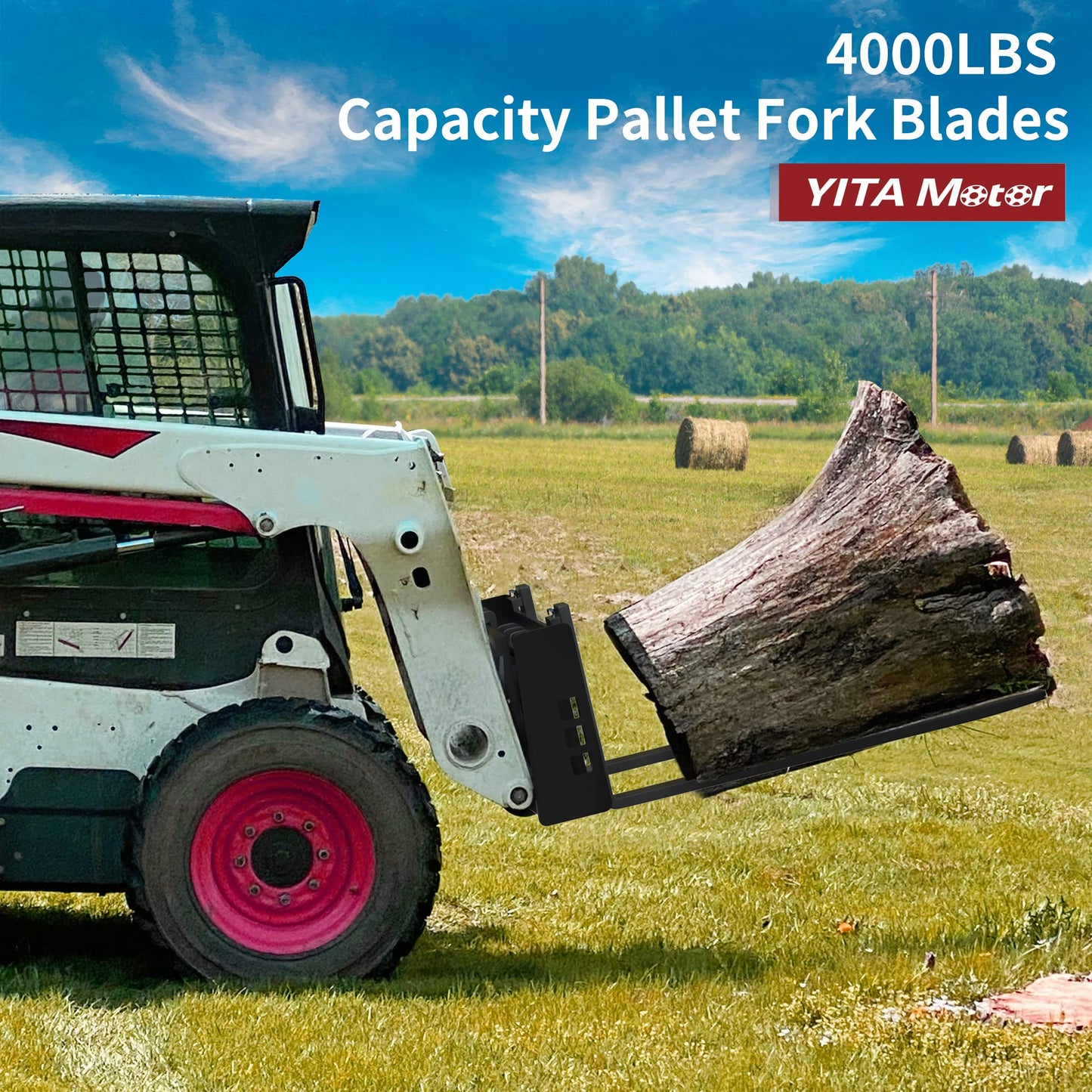 YITAMOTOR 48" Pallet Forks Forklift Blades, 4000lbs Universal Skid Steer Pallet Forks Attachment, Heavy Duty Quick Attach Forklift Blades for Kubota Bobcat Skid Steer Loaders Tractors, 2 Packs