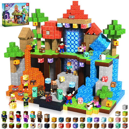 Annexfun 210PCS Magnetic Blocks with 6 Action Figures– 2026 STEM Magnetic Building Blocks for Kids 6+ Christmas, Creative Educational Play Set for Boys & Girls