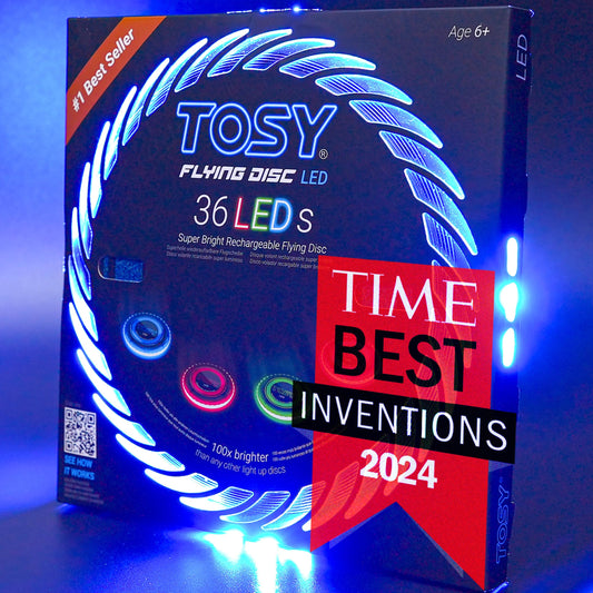 TOSY Flying Disc - 36 Monocolor LEDs, Super Bright, Smart Modes, Easter Basket Stuffers Gift, Camping Toy for Kid/Teen/Adult, Auto Light Up, Rechargeable, Waterproof, 175g