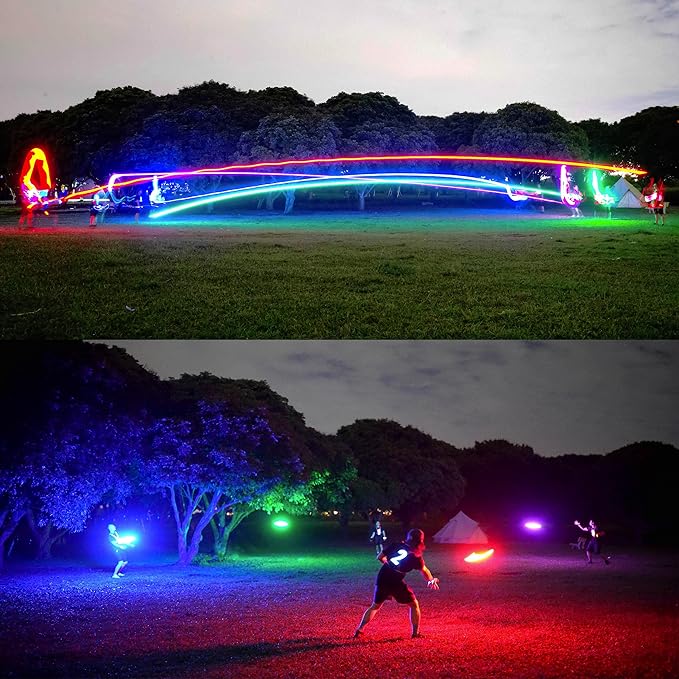 TOSY Bundle of 3-2X Blue + Red - Flying Disc 36 LEDs, Super Bright, Smart Modes, Auto Light Up, Rechargeable, Cool Fun Christmas, Birthday & Camping Gift for Men/Boys/Teens/Kids, 175g Frisbee