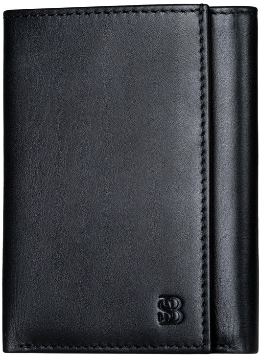 SERMAN BRANDS Trifold Wallet for Men - RFID Blocking Genuine Leather, 11 Card Slots & ID Window, Slim Everyday Carry, Durable Stitching, Gift for Him