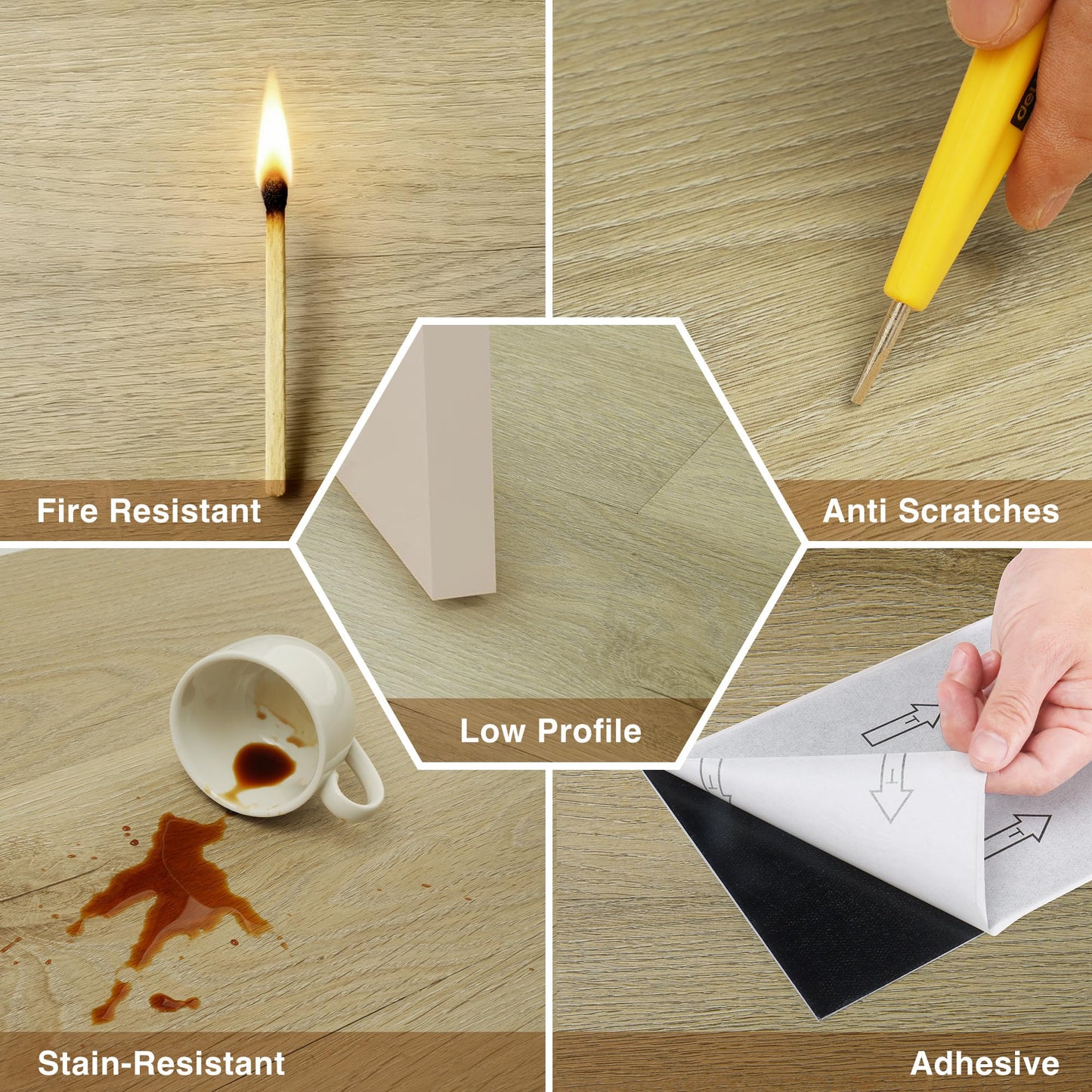 MULGREAT Peel and Stick Floor Tile, 54 Sq.Ft 36 Pieces 36"x6" Long Vinyl Flooring, 1.5mm Thick Waterproof Renter Friendly Self Adhesive Vinyl Plank Flooring for Bedroom RV Kitchen (Beige Oak)