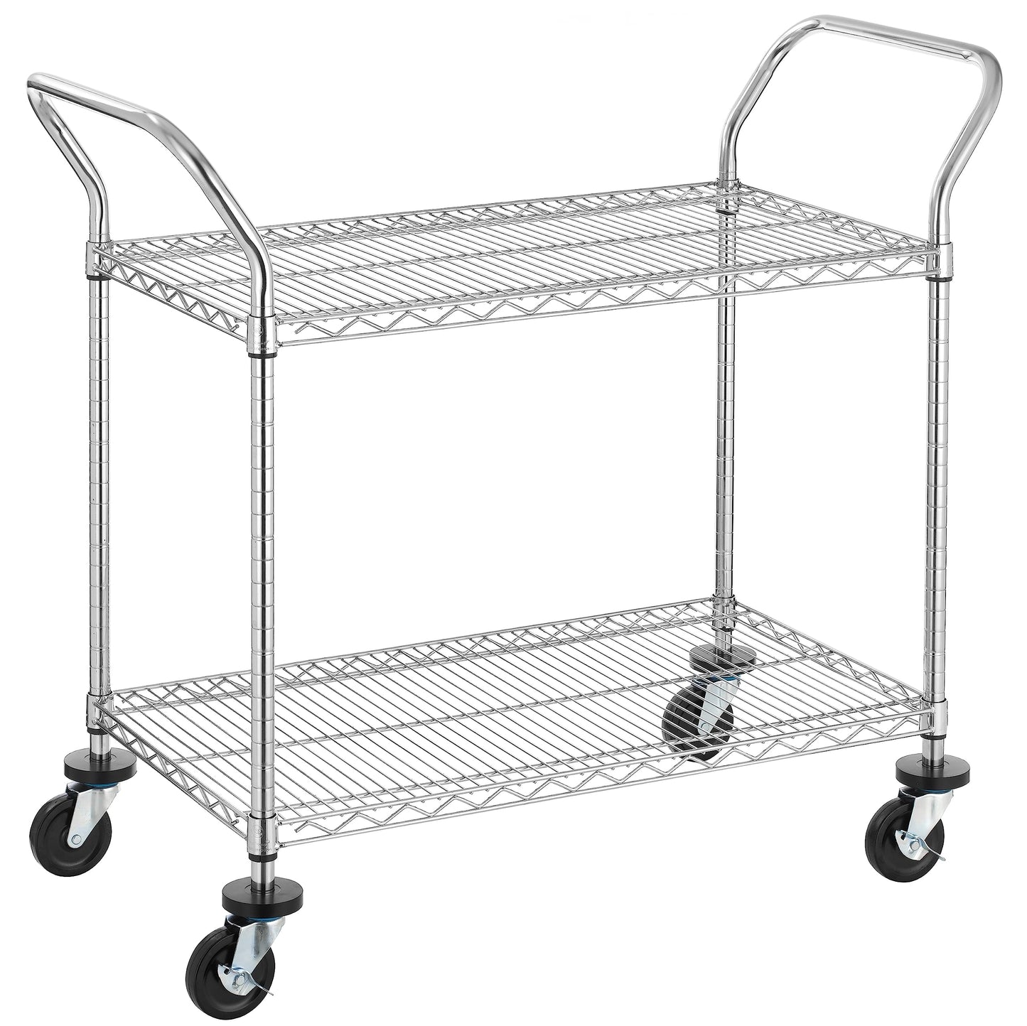 Finnhomy 3-Tier Commercial Grade Rolling Cart, Heavy Duty Utility Cart with Wheels and Handles, Metal Kitchen Carts on Wheels with 500 lbs Capacity, Shelf Size 20" D x 36" W, NSF