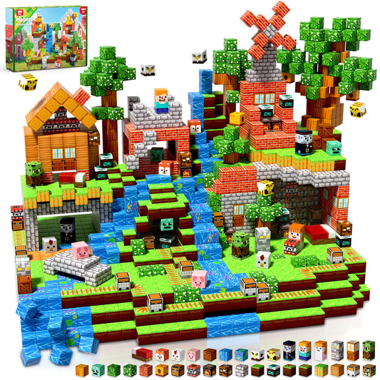 Goody King 300PCS Magnetic Blocks - Forest Magnetic Building Blocks, Stacking Magnets for Kids, Strong Magnets, Sensory Toy for STEM Learning Toys for Kids 3+ Boys and Girls Christmas Birthday Gifts