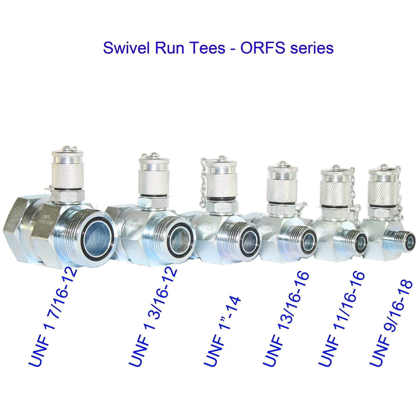 XZT 6 PACK ORFS Hydraulic Swivel Run tees,hydrulic tee connector,Tester Coupling set for hydraulic system, Excavator Construction Machinery