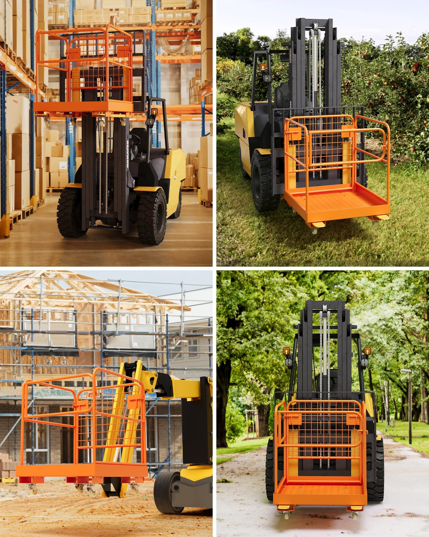 GarveeTech 36 in x36 in Forklift Safety Cage, Foldable Forklift Work Platform,Forklift Man Basket 1200 LBS Capacity,Collapsible Platform Lift Basket with Chain and Safety Lock for 1-3 People
