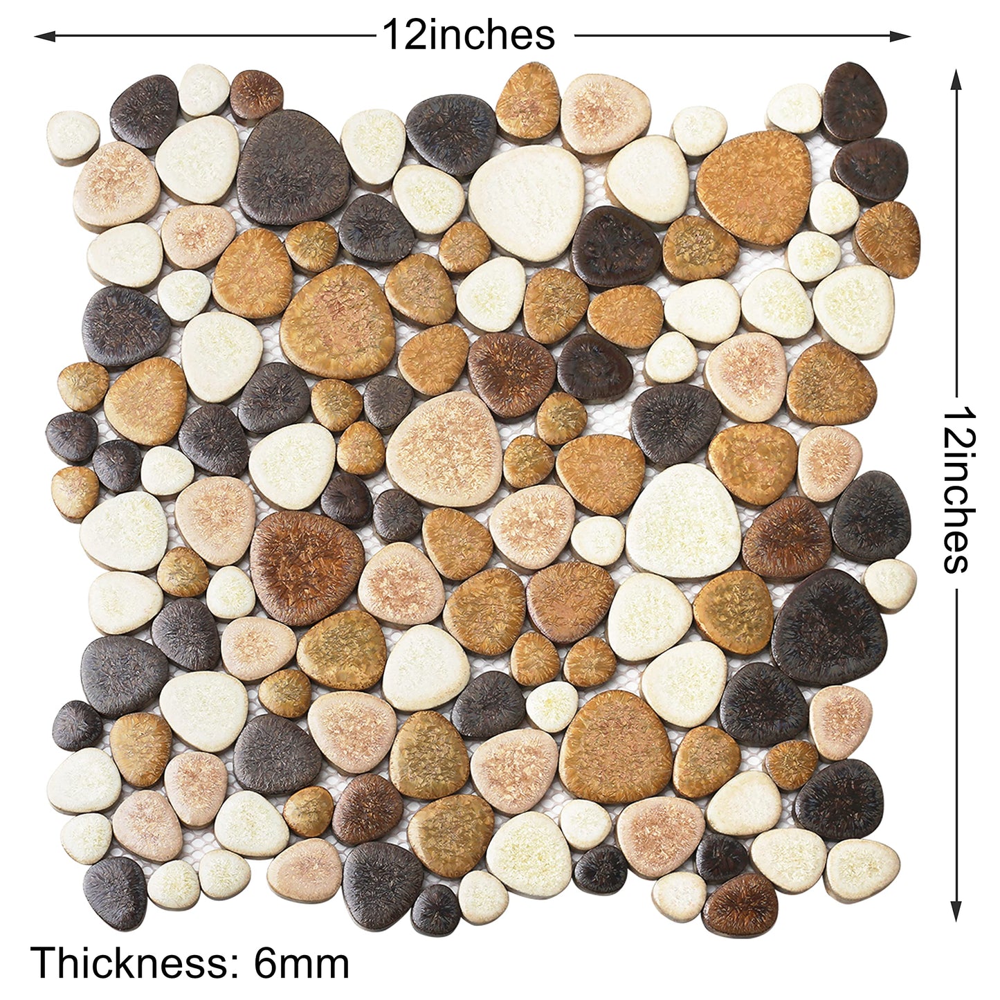 Parrotile Yellowstone Matte Pebbles Mosaic Tile for Shower Floor Bathroom Floor Tiles Non Slip [5 Sheets]