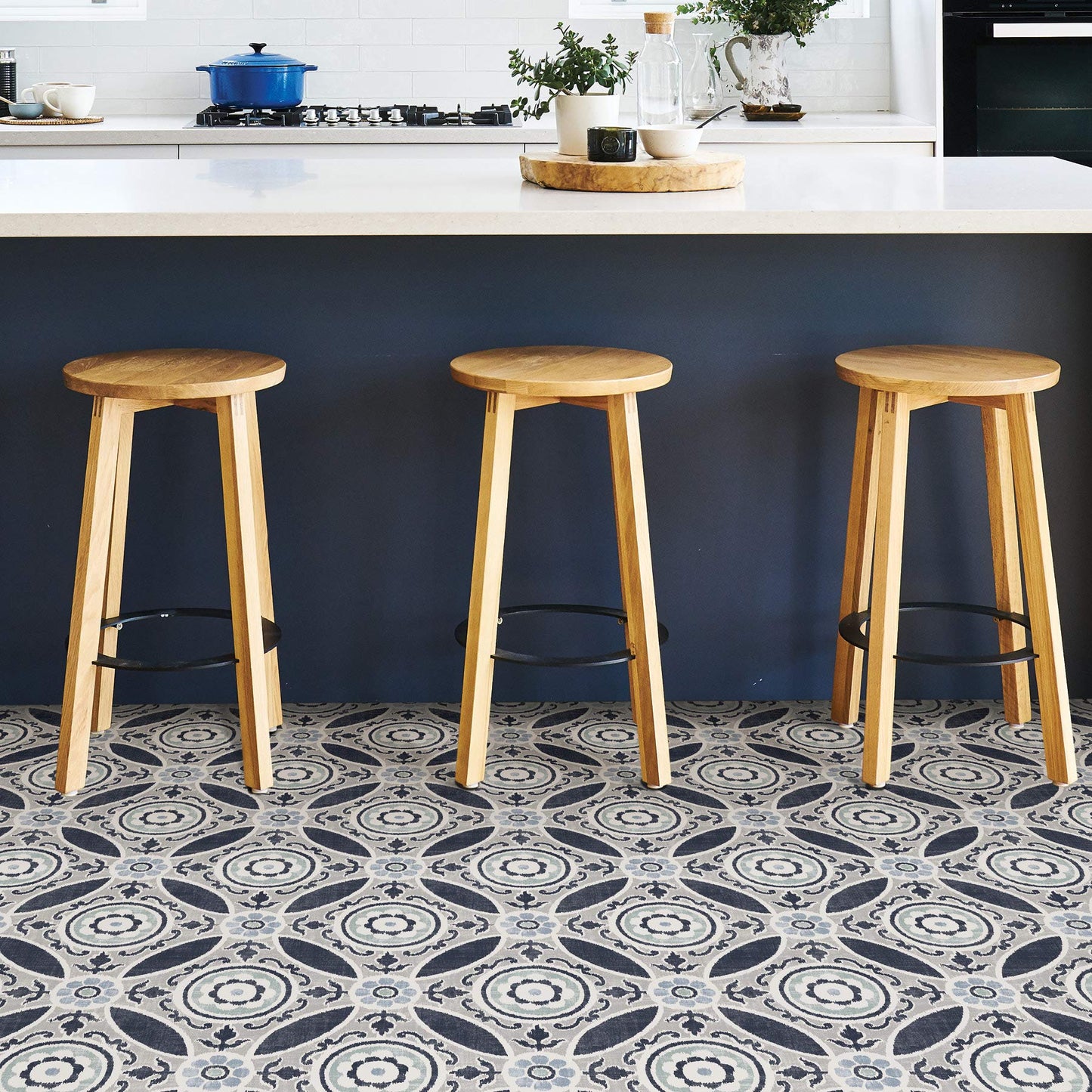 FloorPops Sienna Peel and Stick Floor Tiles, Grey, Geometric Vinyl Floor Tiles, Water Resistant, 12 in x 12 in, Pack of 10